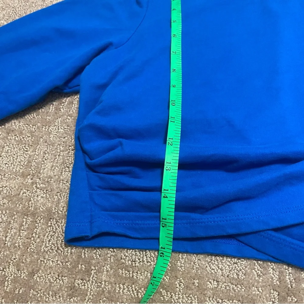 {ASOS} Blue Cropped Twist Crew Neck Long Sleeve Sweatshirt Style Top ~ Size 2 - Picture 11 of 15